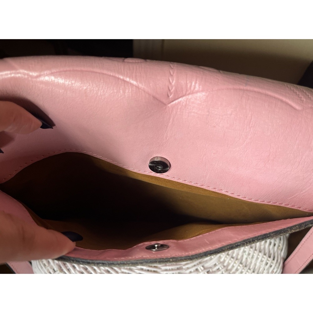 Patricia Nash Pink Embossed Crossbody Bag Snap Flap Zip Top Silver Hardware - Picture 10 of 11